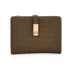 Designer Inspired-Compact RFID Protected Wallet with Gold Clasp - Green