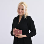 Designer Inspired-Compact RFID Protected Wallet with Gold Clasp - Red