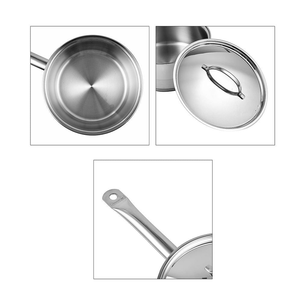 Tramontina Cookware Set - 3 Saucepans 14, 16 & 20cm - Triple Layer Base - All Hob types - Silver
