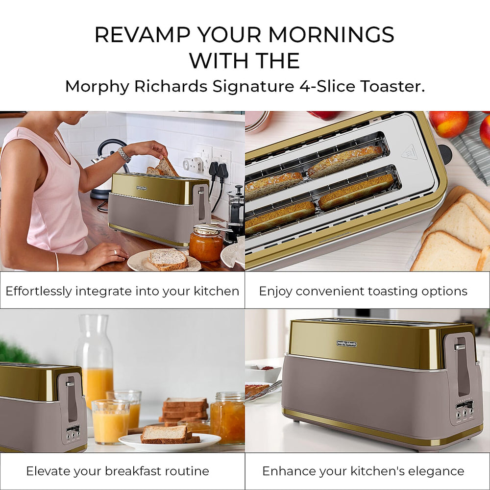 Morphy Richards Signature 4 Slice Toaster with Removable Crumb Tray - Gold