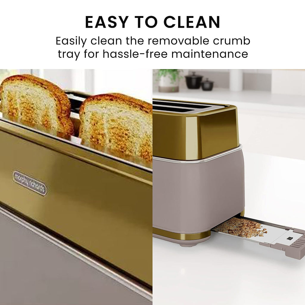Morphy Richards Signature 4 Slice Toaster with Removable Crumb Tray - Gold