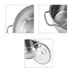 Tramontina Cookware Set - Fry Pan 16cm, Saucepan 20cm, Casserole Pot 20cm - Triple Layer Base - All Hob types (Size 20x20x16 cm) - Silver