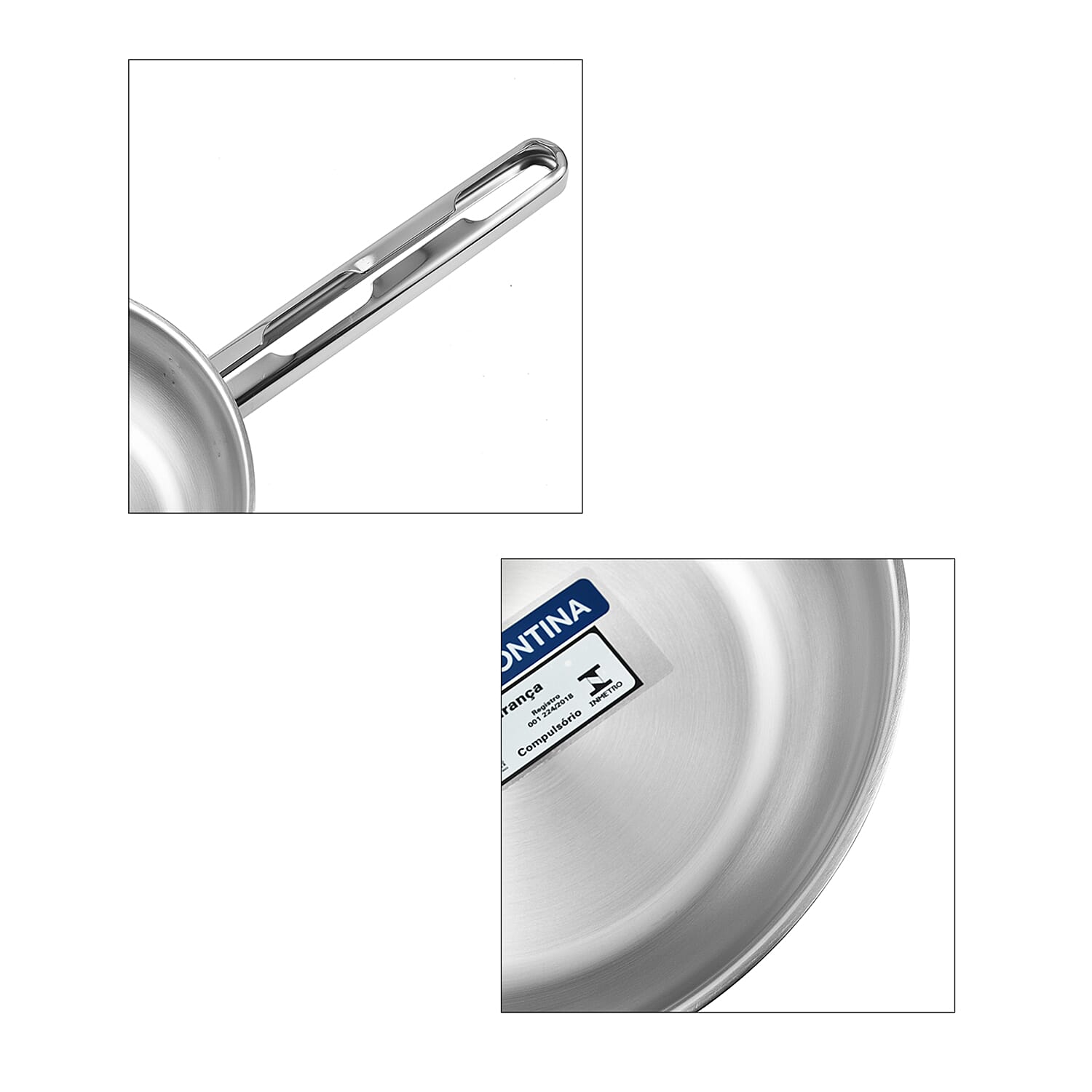 Tramontina Cookware Set - Fry Pan 16cm, Saucepan 20cm, Casserole Pot 20cm - Triple Layer Base - All Hob types (Size 20x20x16 cm) - Silver