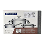 Tramontina Cookware Set - Fry Pan 16cm, Saucepan 20cm, Casserole Pot 20cm - Triple Layer Base - All Hob types (Size 20x20x16 cm) - Silver