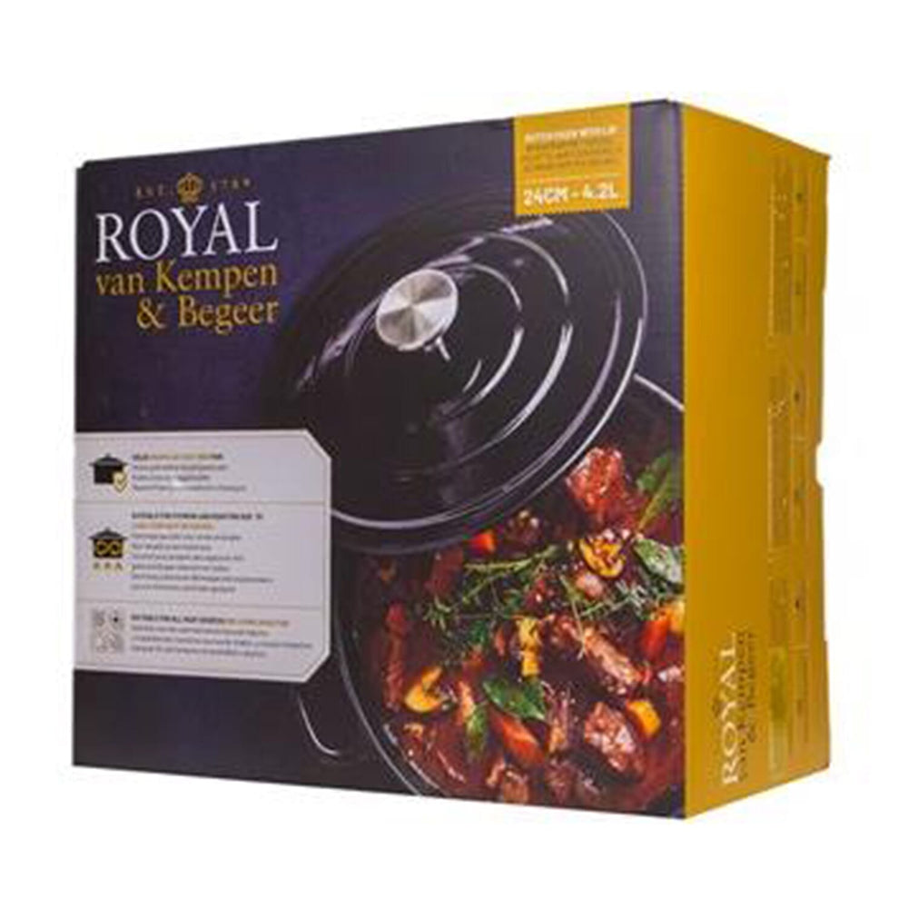 Royal Van Kempen & Begeer, Cast Iron Casserole (24cm- 4.2L) - Black