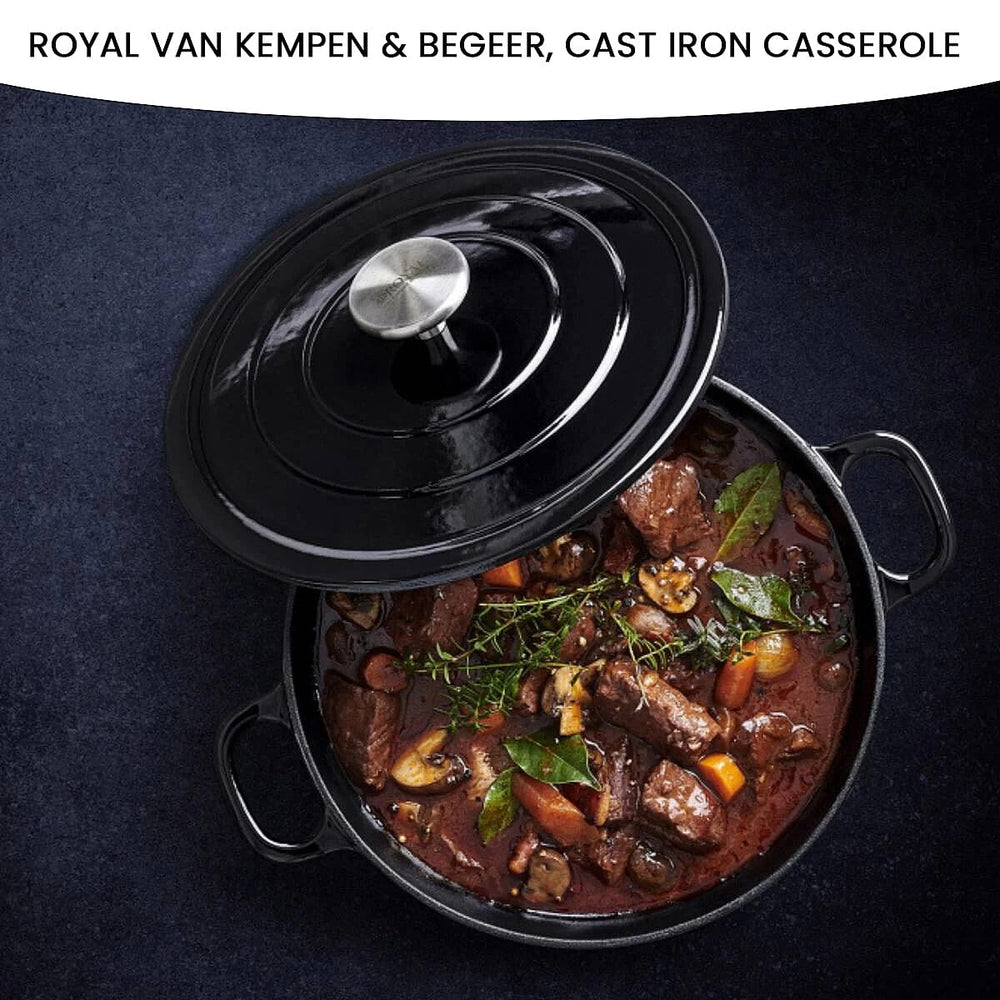 Royal Van Kempen & Begeer, Cast Iron Casserole (24cm- 4.2L) - Black