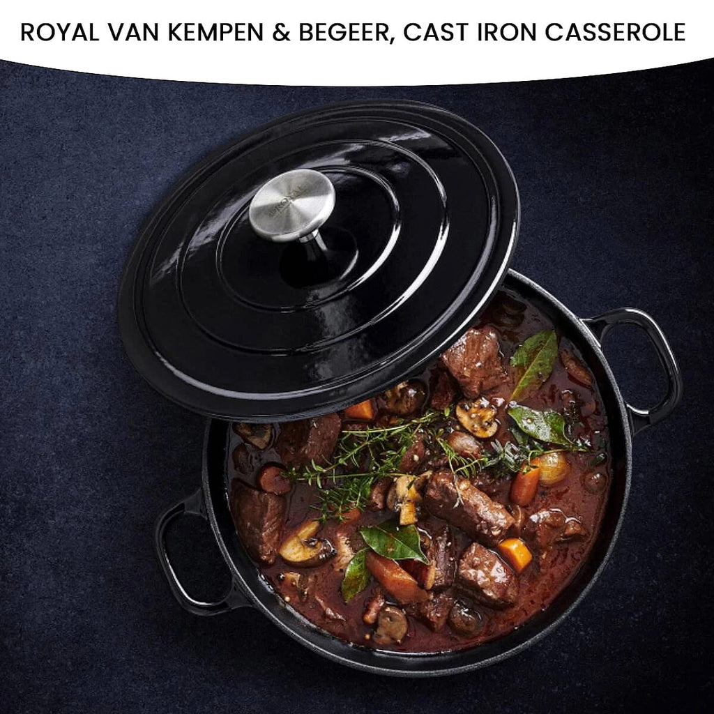 Royal Van Kempen & Begeer, Cast Iron Casserole (24cm- 4.2L) - Black