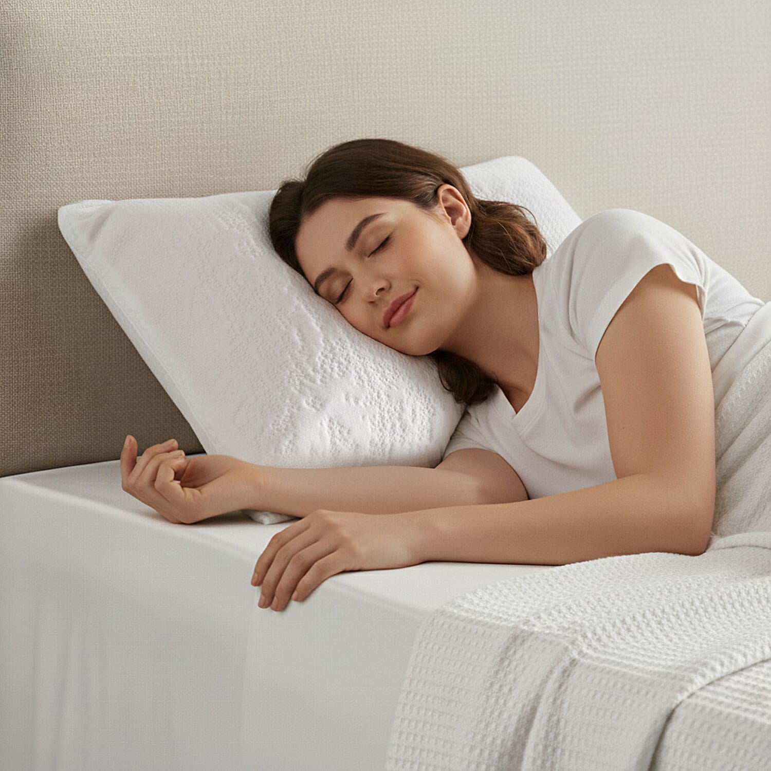 Cooling Jacquard  Pillow (Size - 50x75cm) - White