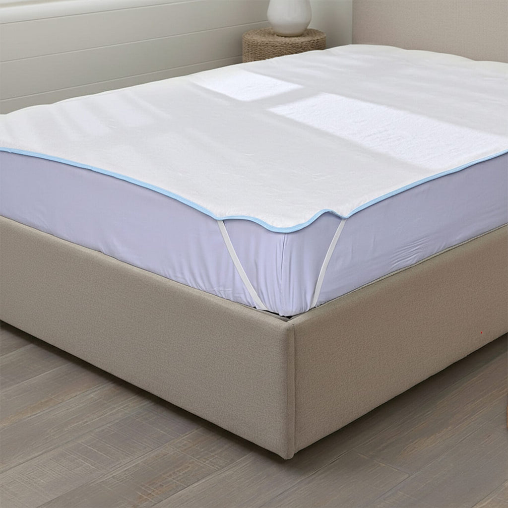 Hush Haven Cooling Jacquard Mattress Pad with Anchor Bands (Size Single) - White