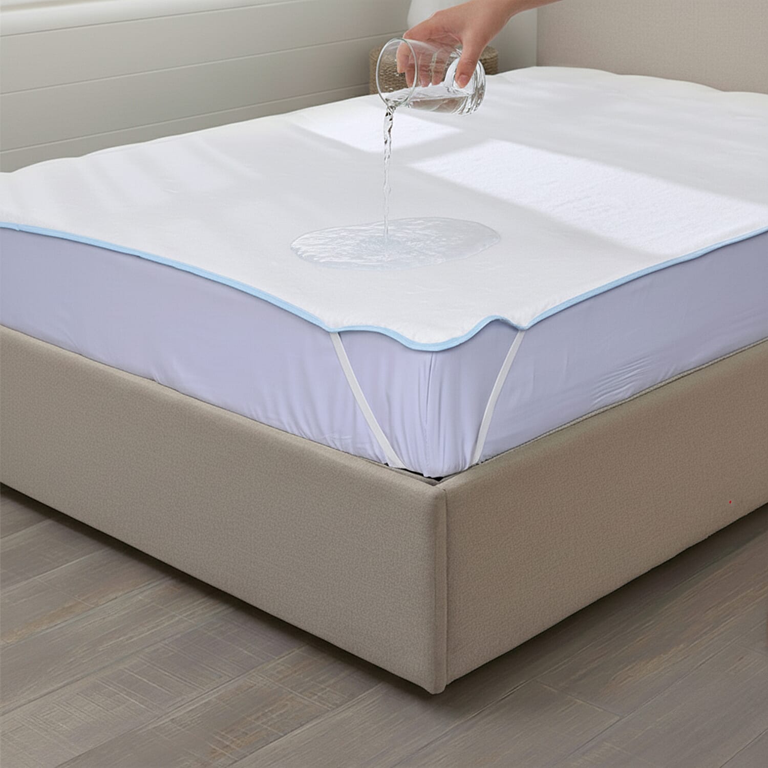Hush Haven Cooling Jacquard Mattress Pad with Anchor Bands (Size Single) - White