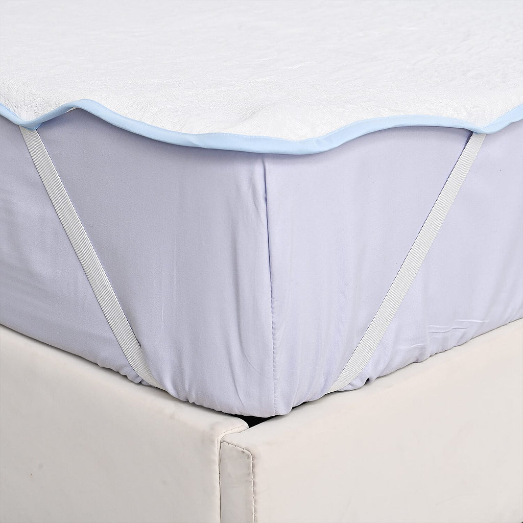 Hush Haven Cooling Jacquard Mattress Pad with Anchor Bands (Size Single) - White