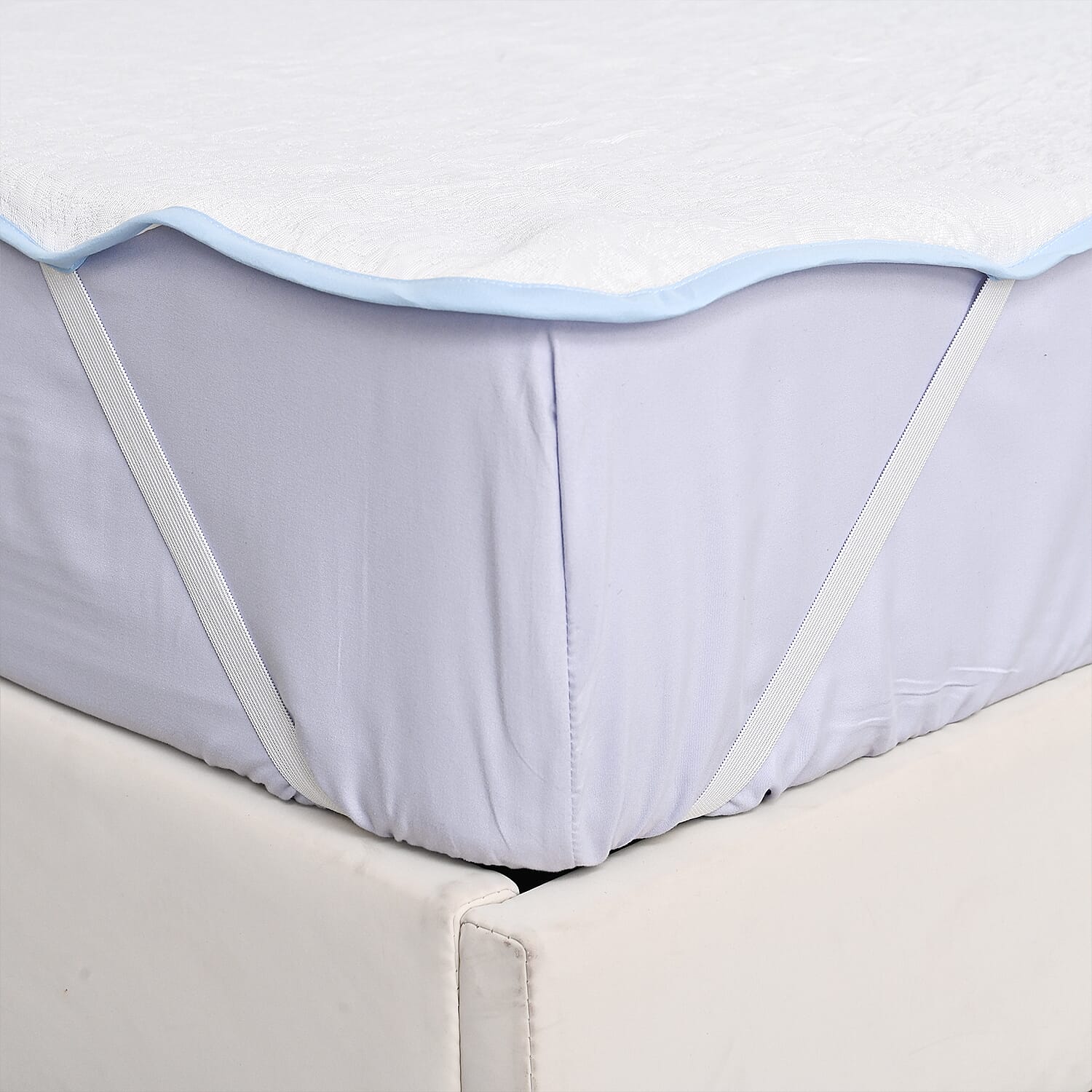 Hush Haven Cooling Jacquard Mattress Pad with Anchor Bands (Size Single) - White