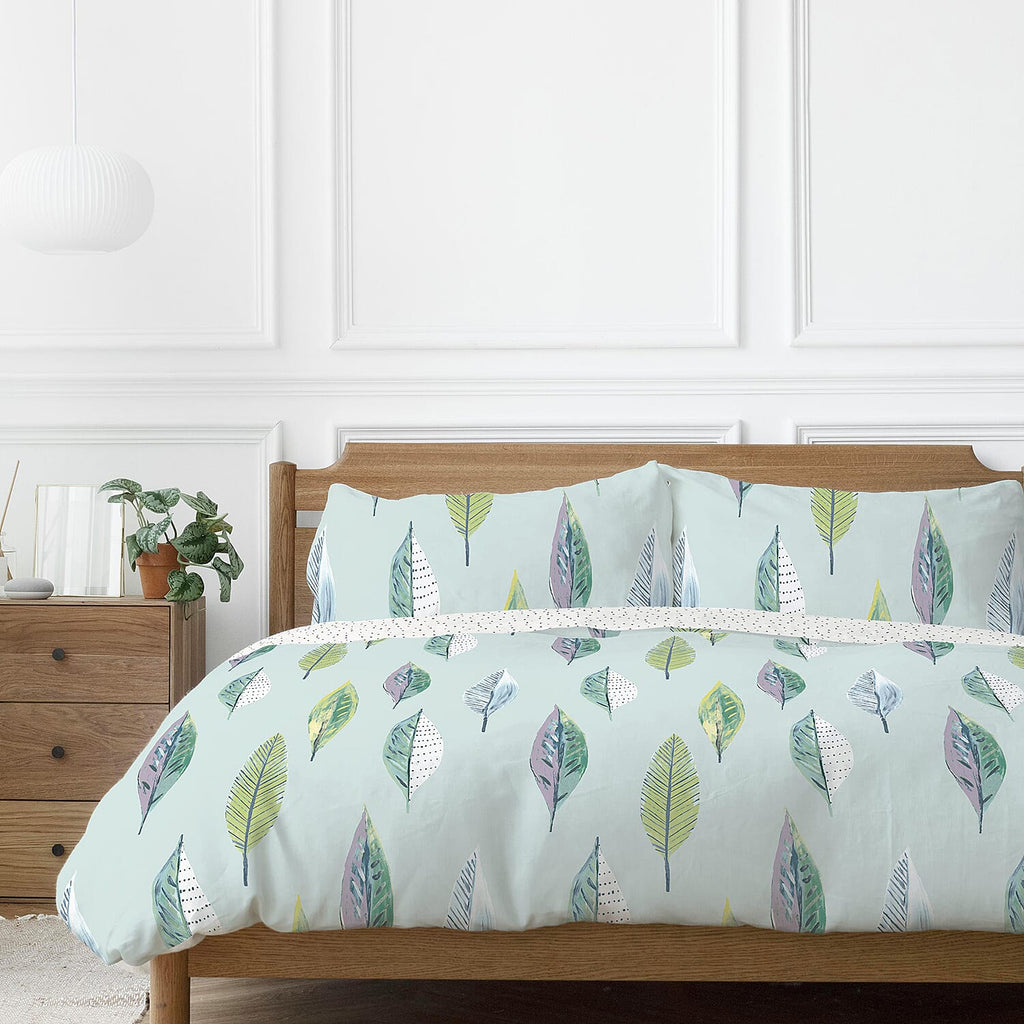 Flynn Duck Egg Duvet Cover Set (Size Double) - Blue