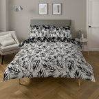 One Time Closeout - Copenhagen Home Laura Leaf Pattern Duvet Cover Set (Size King) - Black & White