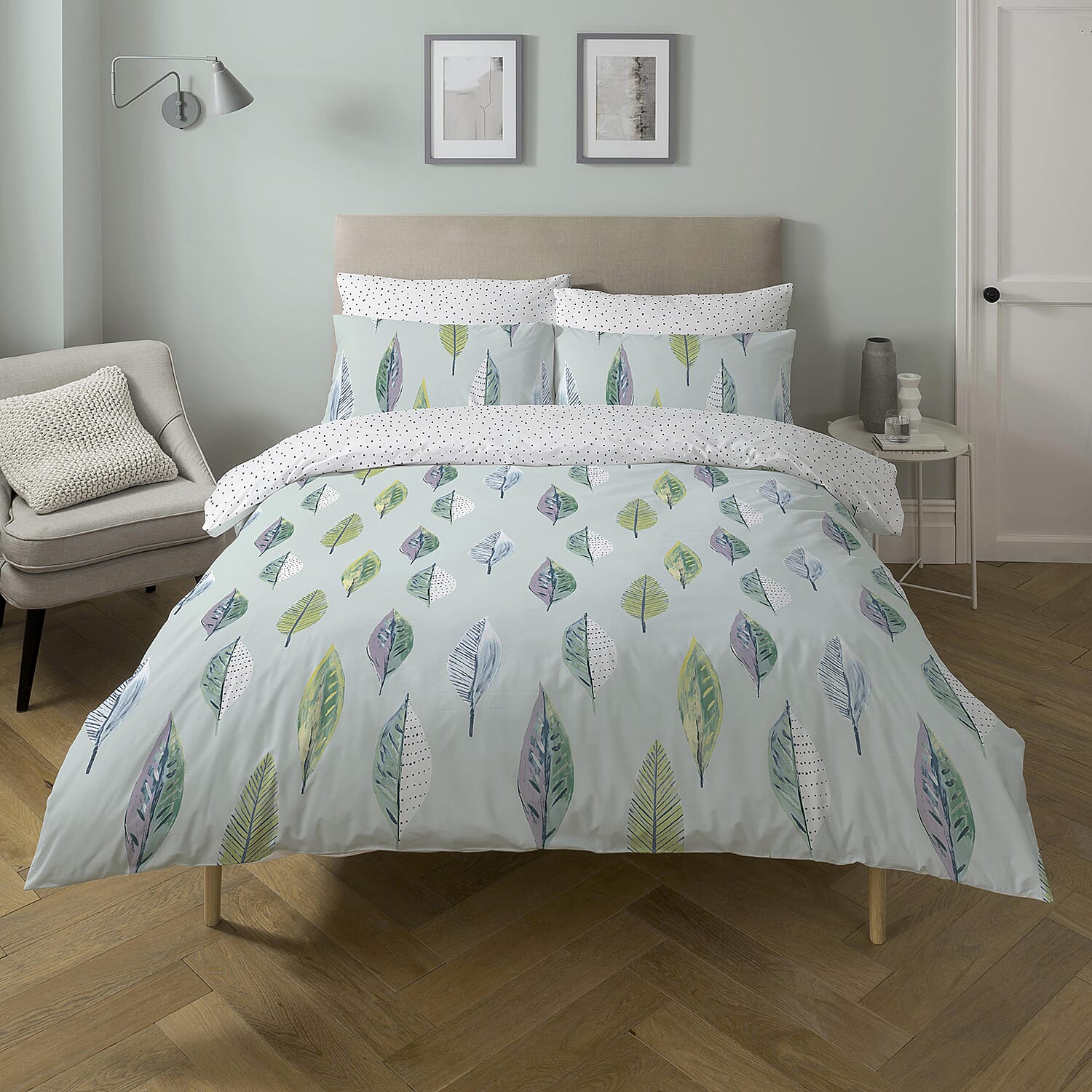 Flynn Duck Egg Duvet Cover Set (Size Double) - Blue