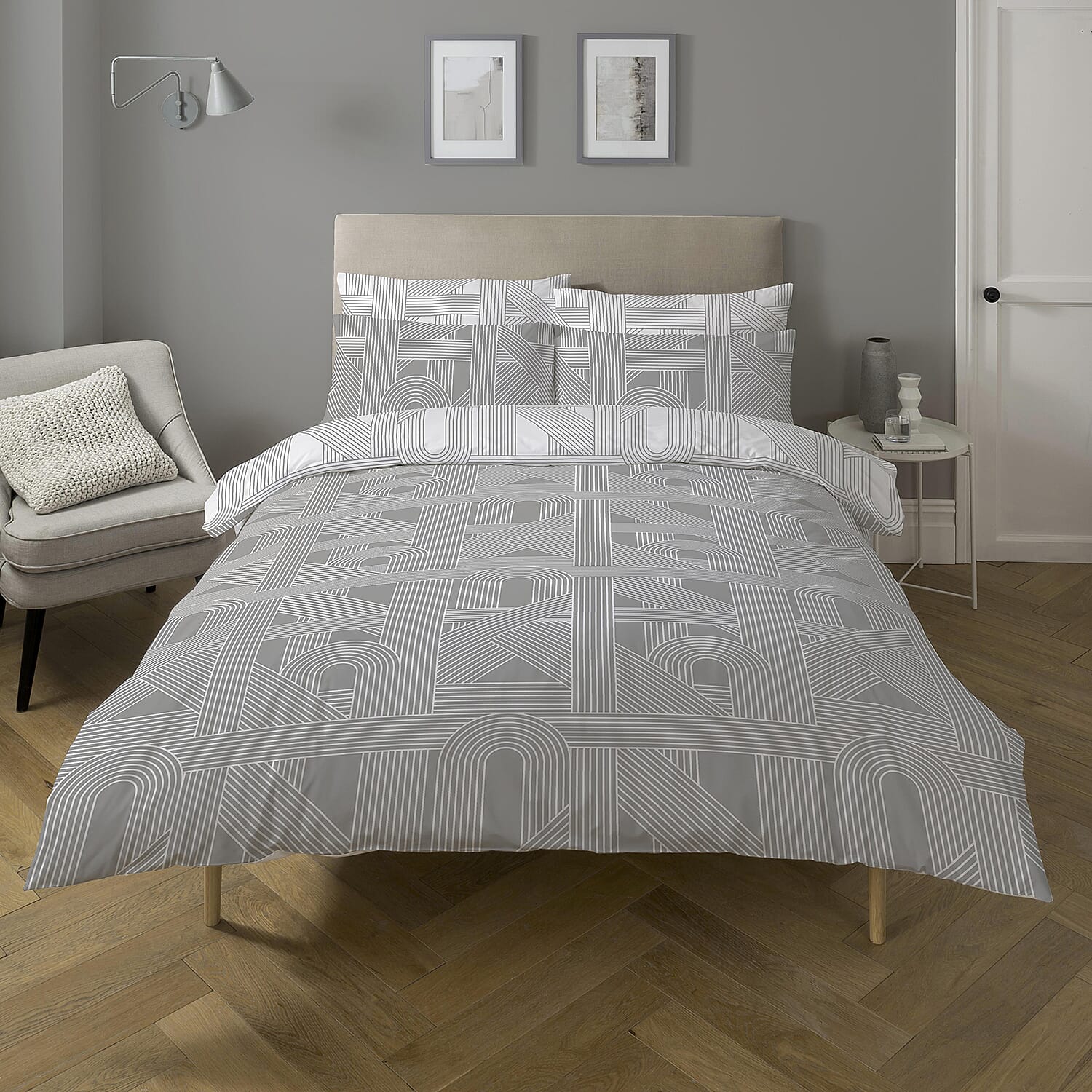 Copenhagen Polyester Duvet Cover (Size 1x1 cm) - Mink & Grey