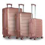 Coselena Set of 3pc Suitcases - ABS Lightweight, Water-Resistant, 4-Wheel, Hard Shell, Secure Carry-On Cabin Suitcase with TSA Lock - Rose Pink