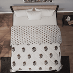 100% Cotton SANGANER Printed Quilt Comes with Bag (King Size, 270x220 cm) - Pink - Olive Green