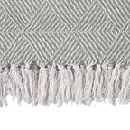 Cotton Chevron Throw Blanket (Size 130x1 cm) - Sage Green & Grey
