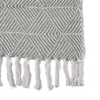 Cotton Chevron Throw Blanket (Size 130x1 cm) - Sage Green & Grey
