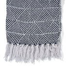 Cotton Chevron Throw Blanket (Size 130x160 cm) - Navy & Grey