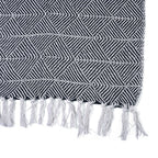 Cotton Chevron Throw Blanket (Size 130x160 cm) - Navy & Grey