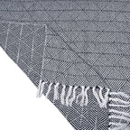 Cotton Chevron Throw Blanket (Size 130x160 cm) - Navy & Grey