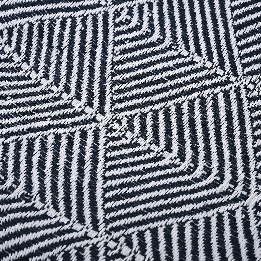 Cotton Chevron Throw Blanket (Size 130x160 cm) - Navy & Grey