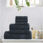 6 Piece Towel Set - 1 Bath Towel, 2 Hand Towels and 3 Washcloths Cotton Hotel Quality Super Soft and Highly Absorbent - Black