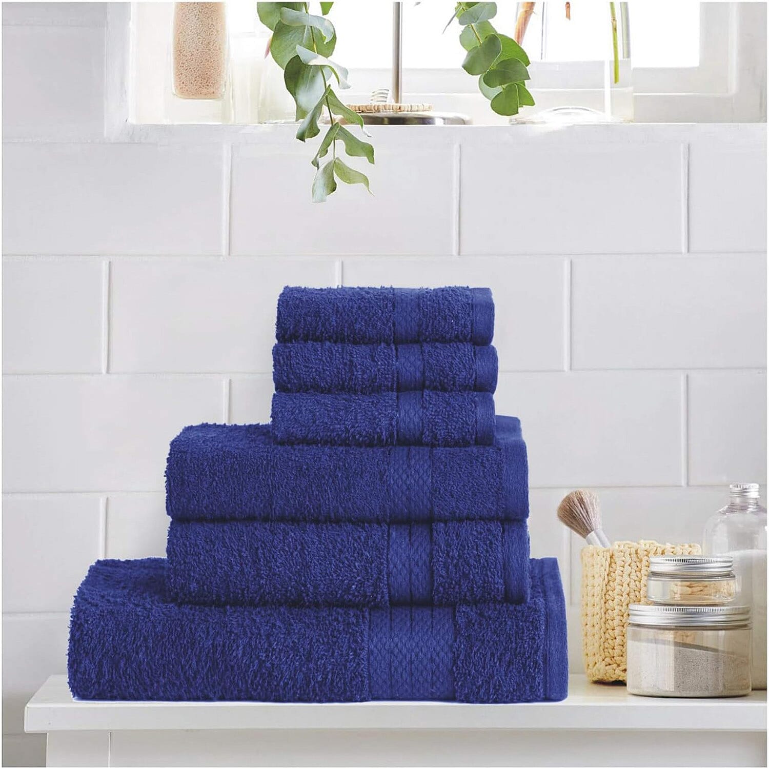 100% Cotton Towel Set of 6 (1 Bath, 2 Hand and 3 face) - Blue