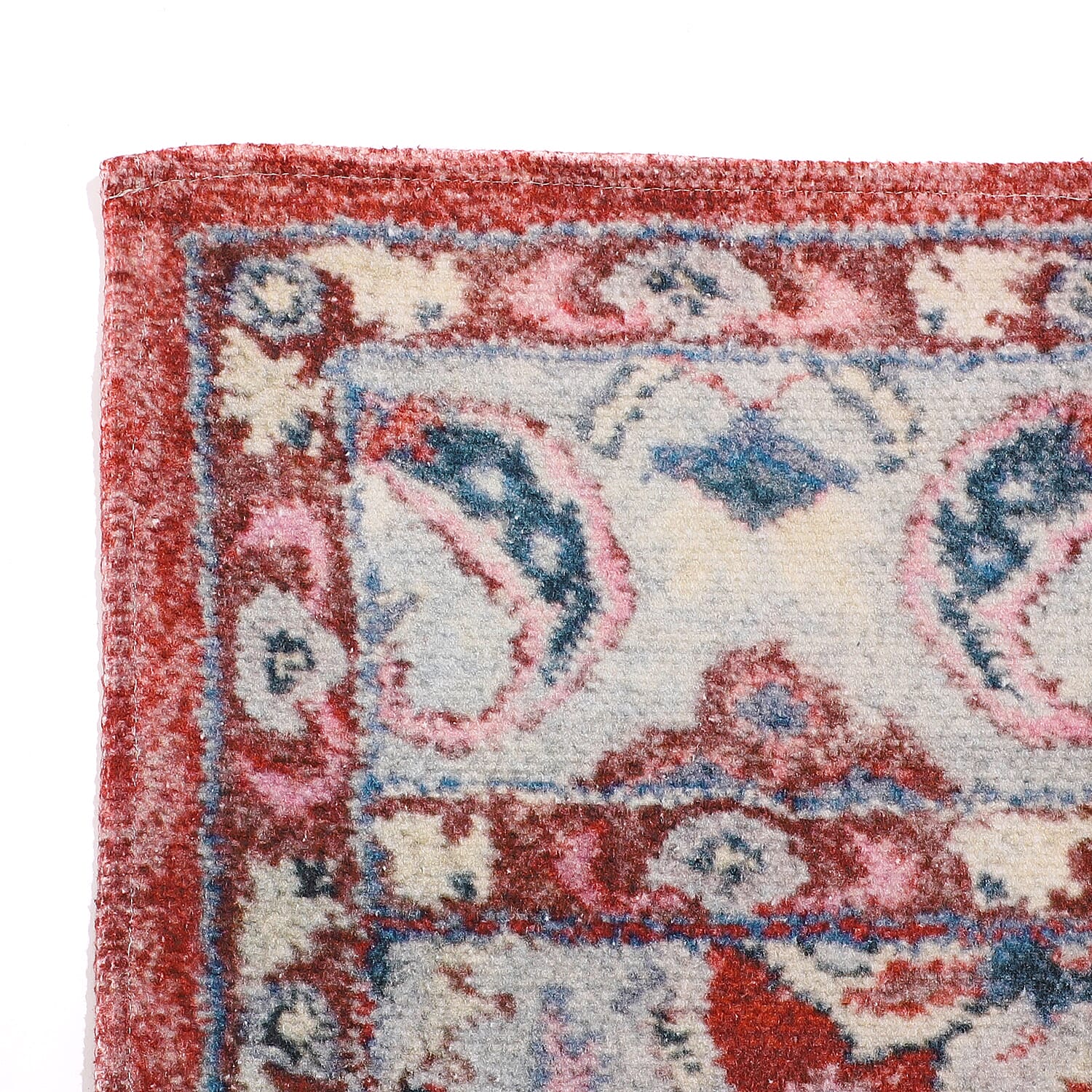 Hand Made 100% Cotton Digital Printed Rug (Size 180x120 cm) - Red - White