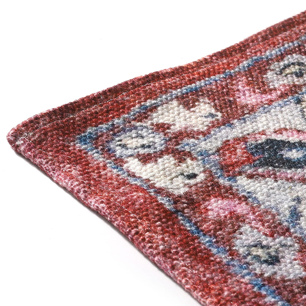 Hand Made 100% Cotton Digital Printed Rug (Size 180x120 cm) - Red - White