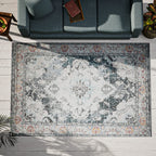 Hand Made 100% Cotton Printed Rug (Size 180x120 cm) - White Green - Multi