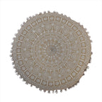 Cotton Floor Cushion with Embroidery - Pom Pom (Size 40x40x10 cm) - White