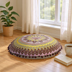 Cotton Floor Cushion with Embroidery - Pom Pom (Size 40x40x10 cm) - Multi