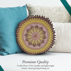 Cotton Floor Cushion with Embroidery - Pom Pom (Size 40x40x10 cm) - Multi