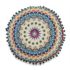 Cotton Floor Cushion with Embroidery - Pom Pom (Size 40x40x10 cm) - Multi