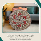 Cotton Floor Cushion with Embroidery - Pom Pom (Size 40x40x10 cm) - Multi