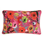 Cotton Floral Cushion Cover (Size 30x1 cm) - Baby Pink & Multicolor