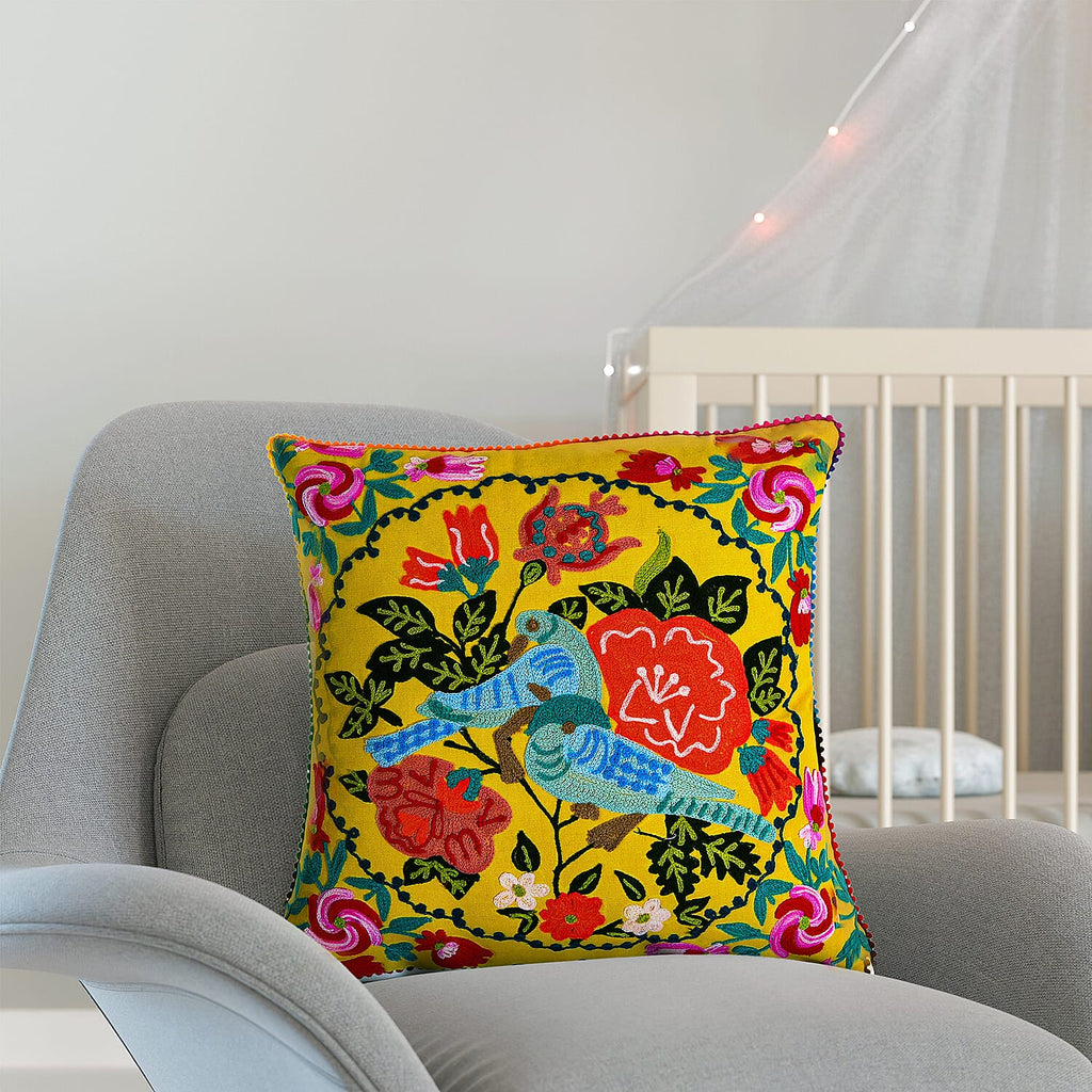 Cotton Floral Cushion Cover (Size 45x1 cm) - Multi Color & Multicolor