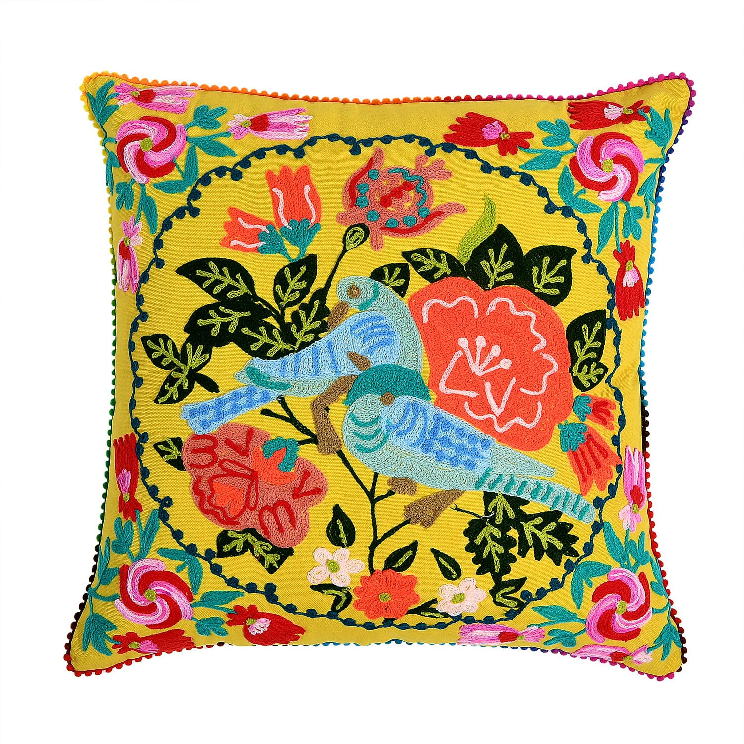 Cotton Floral Cushion Cover (Size 45x1 cm) - Multi Color & Multicolor