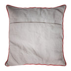 Cotton Flower Embroidered Cushion Cover (Size 45x45 Cm) - Off White & Green