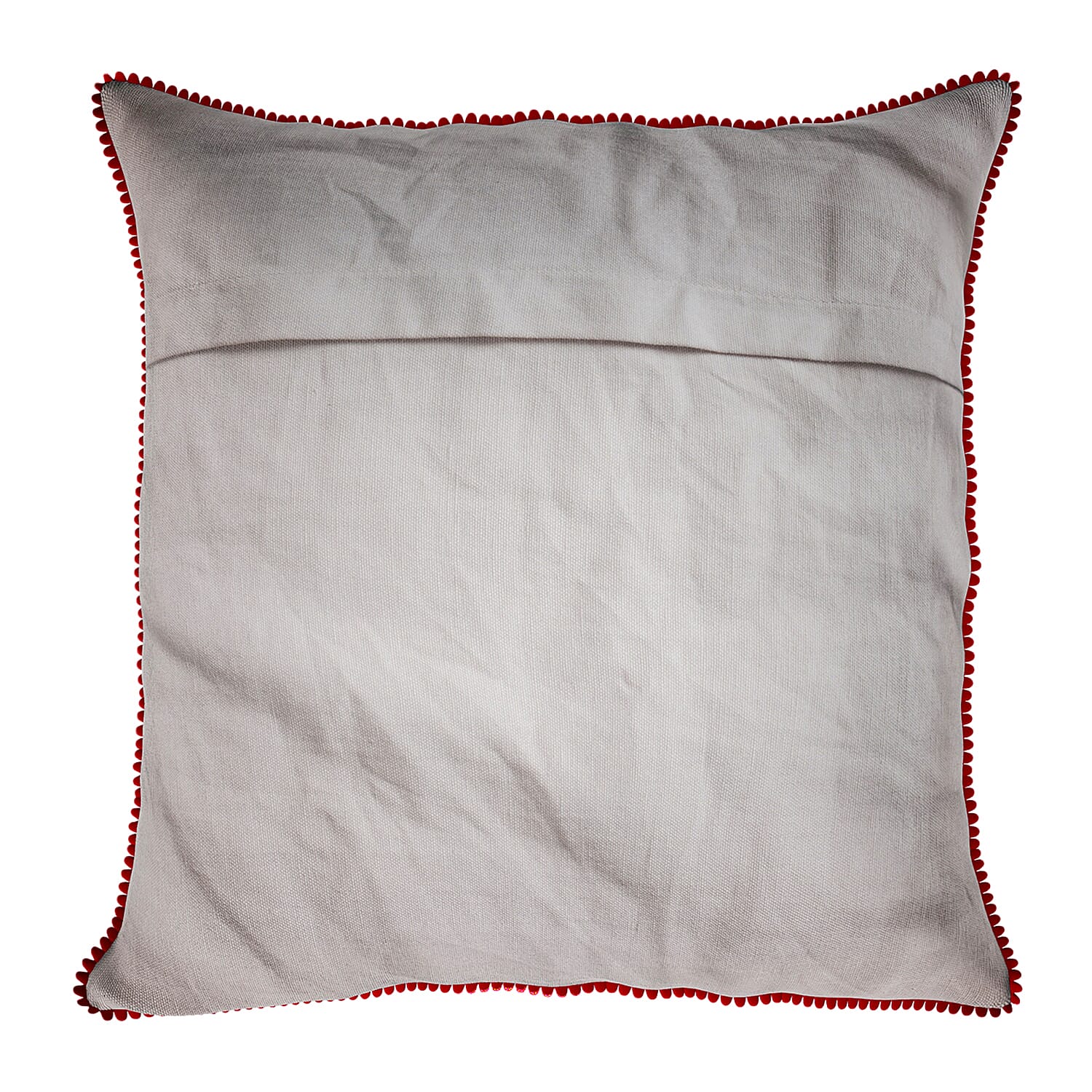 Cotton Flower Embroidered Cushion Cover (Size 45x45 Cm) - Off White & Green
