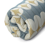HUSH HAVEN Jacquard Cotton Intricate Pattern Blanket 10 Kg(230 x 200 cm) - Blue, Off-White - Yellow