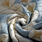 HUSH HAVEN Jacquard Cotton Intricate Pattern Blanket 10 Kg(230 x 200 cm) - Blue, Off-White - Yellow