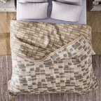 HUSH HAVEN Jacquard Cotton Intricate Pattern Blanket (230 x 200 cm) - Grey, Beige - Off-White