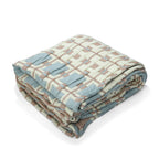 HUSH HAVEN Jacquard Cotton Intricate Pattern Blanket 10 Kg(230 x 200 cm) - Blue, Pink - Off-White