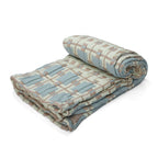 HUSH HAVEN Jacquard Cotton Intricate Pattern Blanket 10 Kg(230 x 200 cm) - Blue, Pink - Off-White
