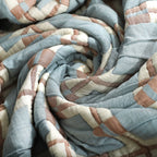 HUSH HAVEN Jacquard Cotton Intricate Pattern Blanket 10 Kg(230 x 200 cm) - Blue, Pink - Off-White