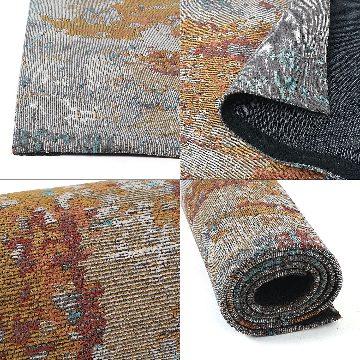 Cotton Jacquard Rug and Door Mat (Size 120x1 cm) - Multi Color & Multicolor